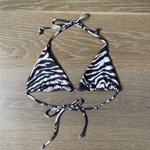 Skatie Black and White Zebra Triangle Bikini Top